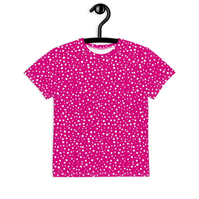 Youth Exclusive Crew Neck T-Shirt - Mini White Polka Dot on Pink