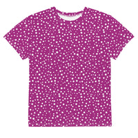 Youth Exclusive Crew Neck T-Shirt - Mini White Polka Dot on Purple