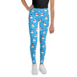 Youth Girl's Exclusive Leggings - Christmas Pattern - Snowman on Blue