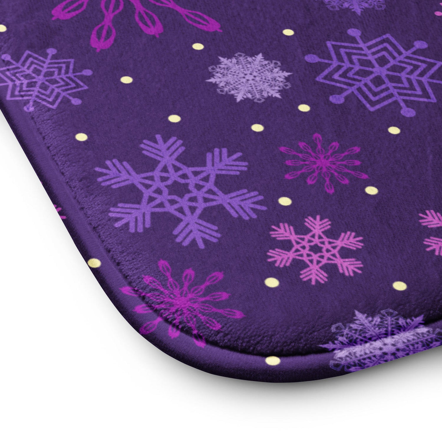 Microfiber Memory Foam Bath Mat - Purple & Pink Snowflakes
