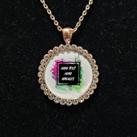 Necklace Rhinestone Pendant - Round - Design Your Own