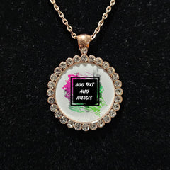 Necklace Rhinestone Pendant - Round - Design Your Own