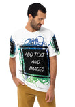 Men's Exclusive Crew Neck T-Shirt (all - over print) (Black Stitch) - White - XS