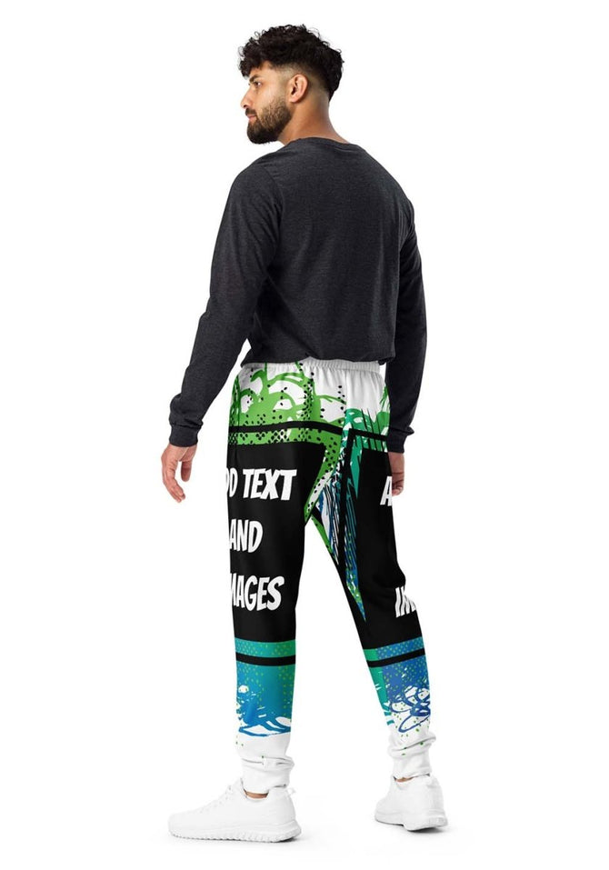 Men's Exclusive Joggers (all - over print) (Black Stitch) - White - XS