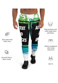 Men's Exclusive Joggers (all - over print) (Black Stitch) - White - XS