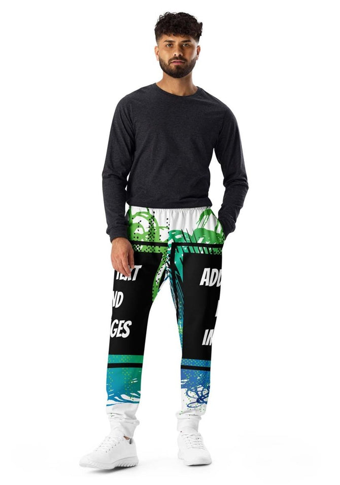 Men's Exclusive Joggers (all - over print) (Black Stitch) - White - XS