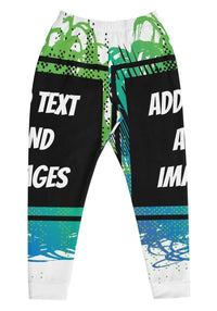 Men's Exclusive Joggers (all - over print) (Black Stitch) - White - XS