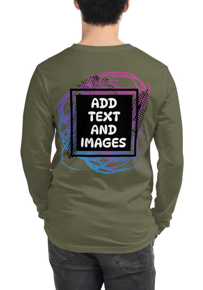 Unisex Adult Long Sleeve Everyday Tee | Bella + Canvas 3501 (Front/Back Print) - Design Your Own