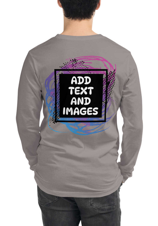 Unisex Adult Long Sleeve Everyday Tee | Bella + Canvas 3501 (Front/Back Print) - Design Your Own