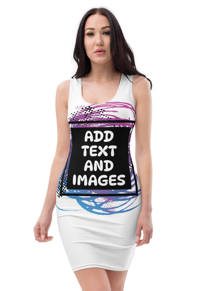 Women's Bodycon Dress (all-over print) (White Stitch) - Design Your Own