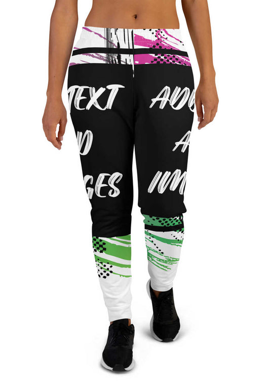 Women's Joggers (all-over print) (Black Stitch) - Design Your Own