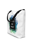 Large Exclusive Tote Bag w/ Pocket (all - over print) - Black - 16″×20″