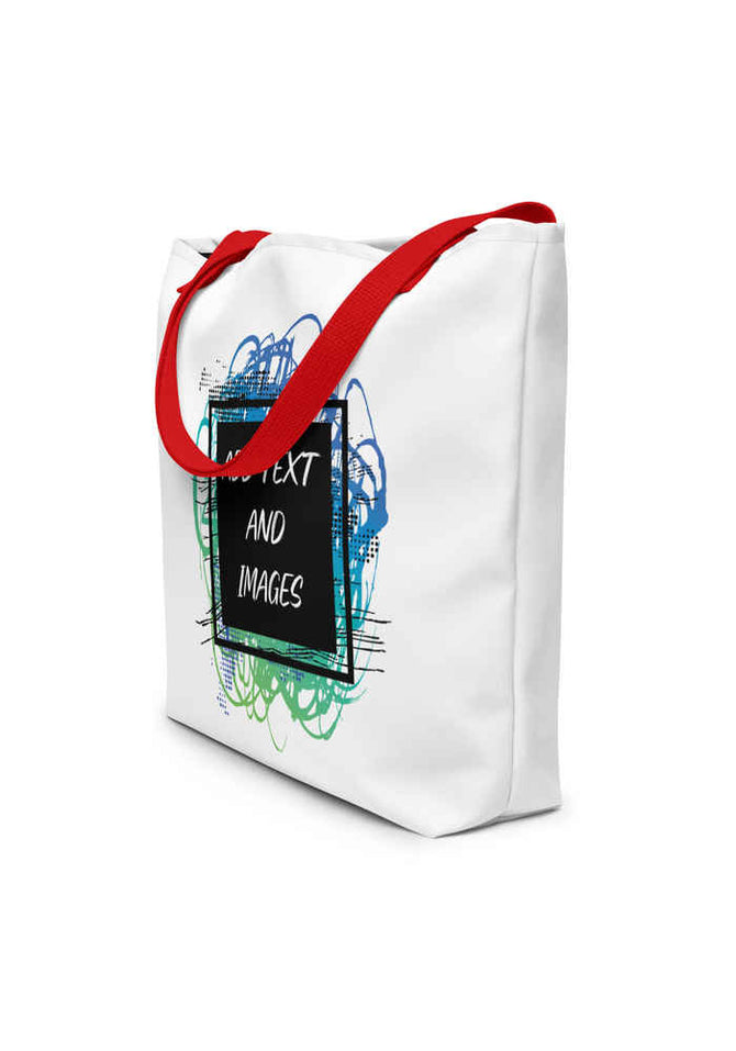 Large Exclusive Tote Bag w/ Pocket (all - over print) - Red - 16″×20″