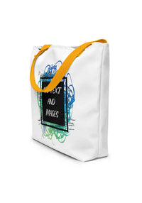 Large Exclusive Tote Bag w/ Pocket (all - over print) - Yellow - 16″×20″