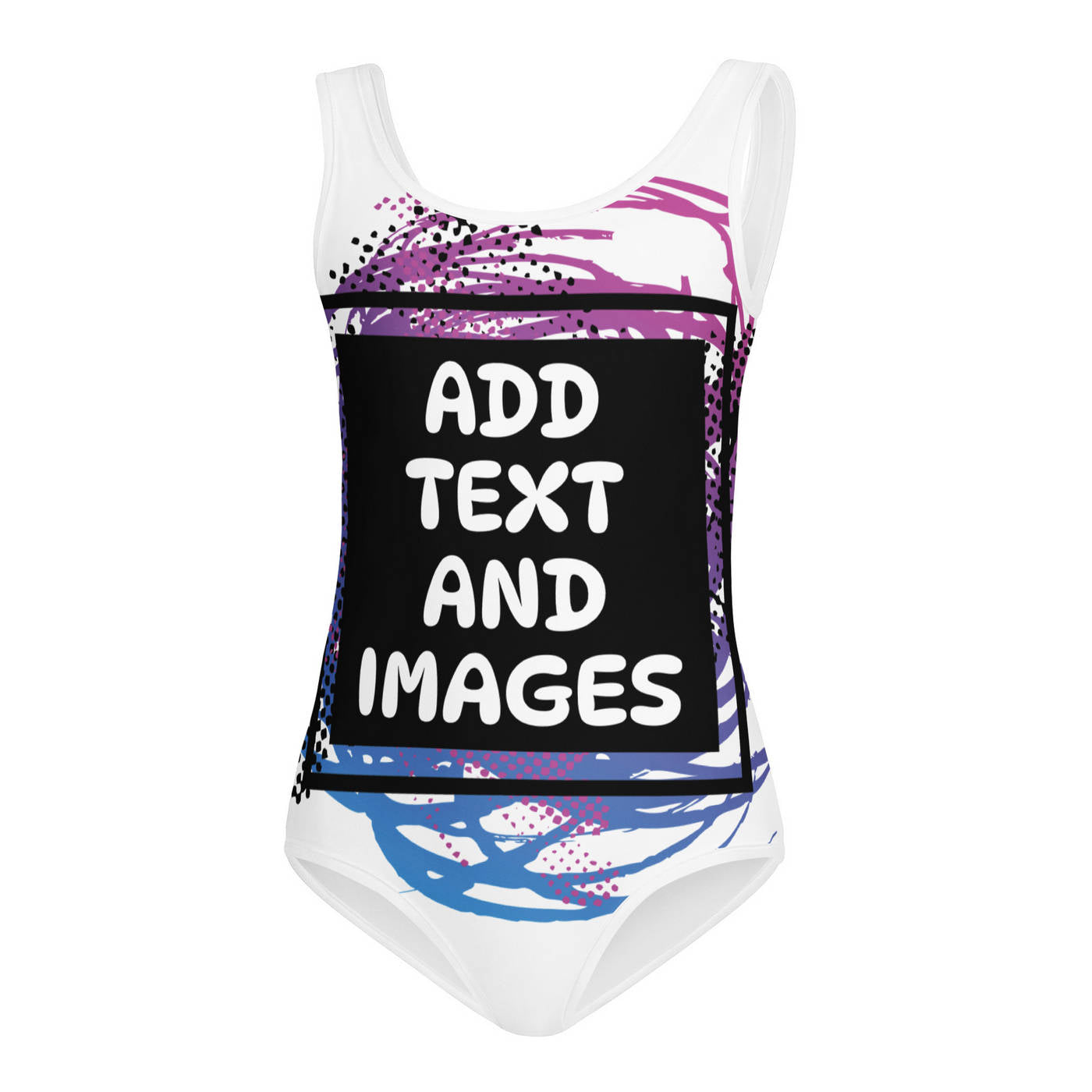 Kids Girls' One-Piece Swimsuit (All-Over Print) (White Stitch) - Design Your Own