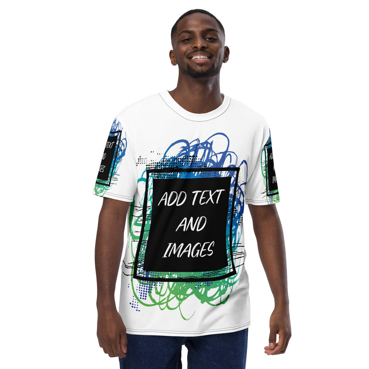 Men's Crew Neck T-Shirt (All-Over Print) (Black Stitch) - Design Your Own