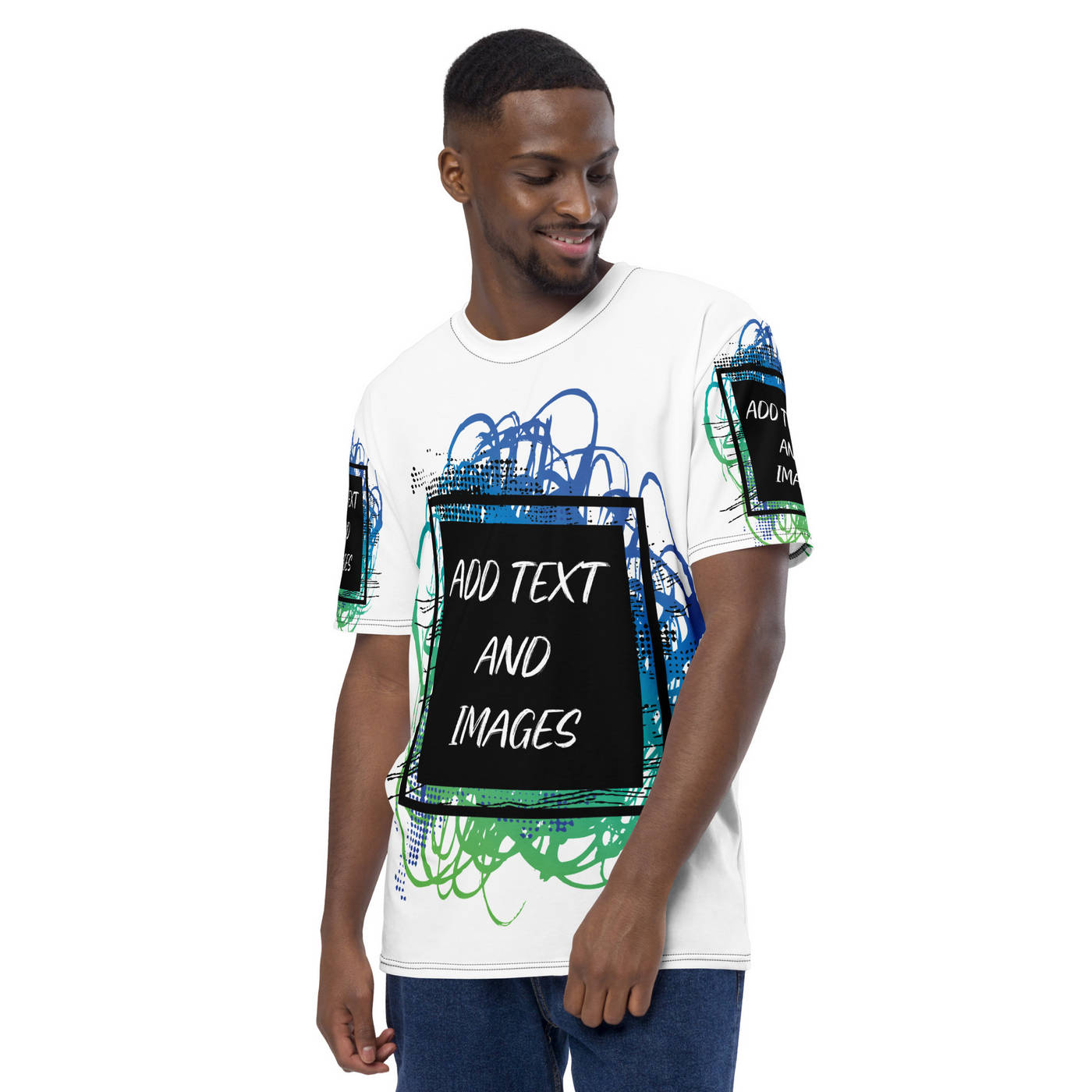 Men's Crew Neck T-Shirt (All-Over Print) (Black Stitch) - Design Your Own
