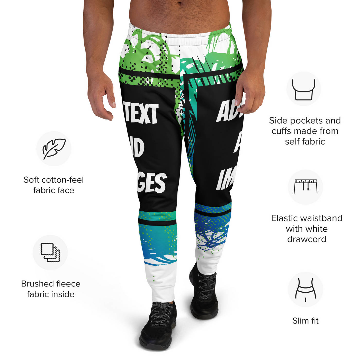 Men's Joggers (All-Over Print) (Black Stitch) - Design Your Own