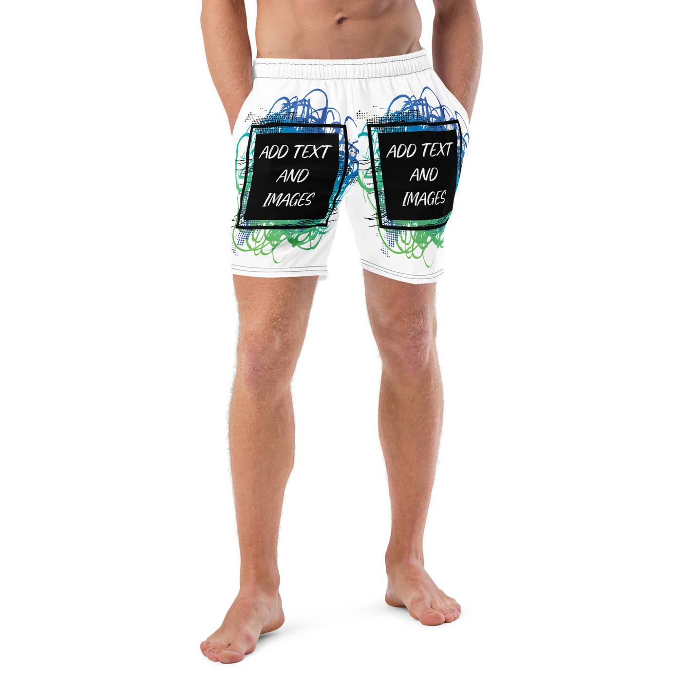 Men's Lightweight Swim Shorts (All-Over Print) (Black Stitch) - Design Your Own