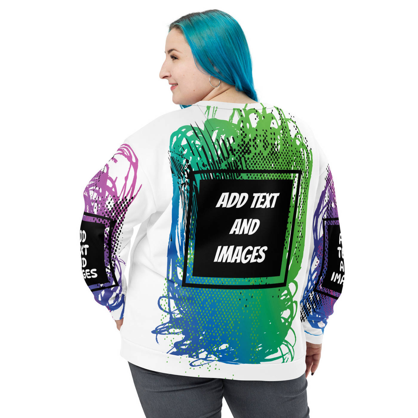 Unisex Adult Heavyweight Sweatshirt (All-Over Print) (Black Stitch) - Design Your Own