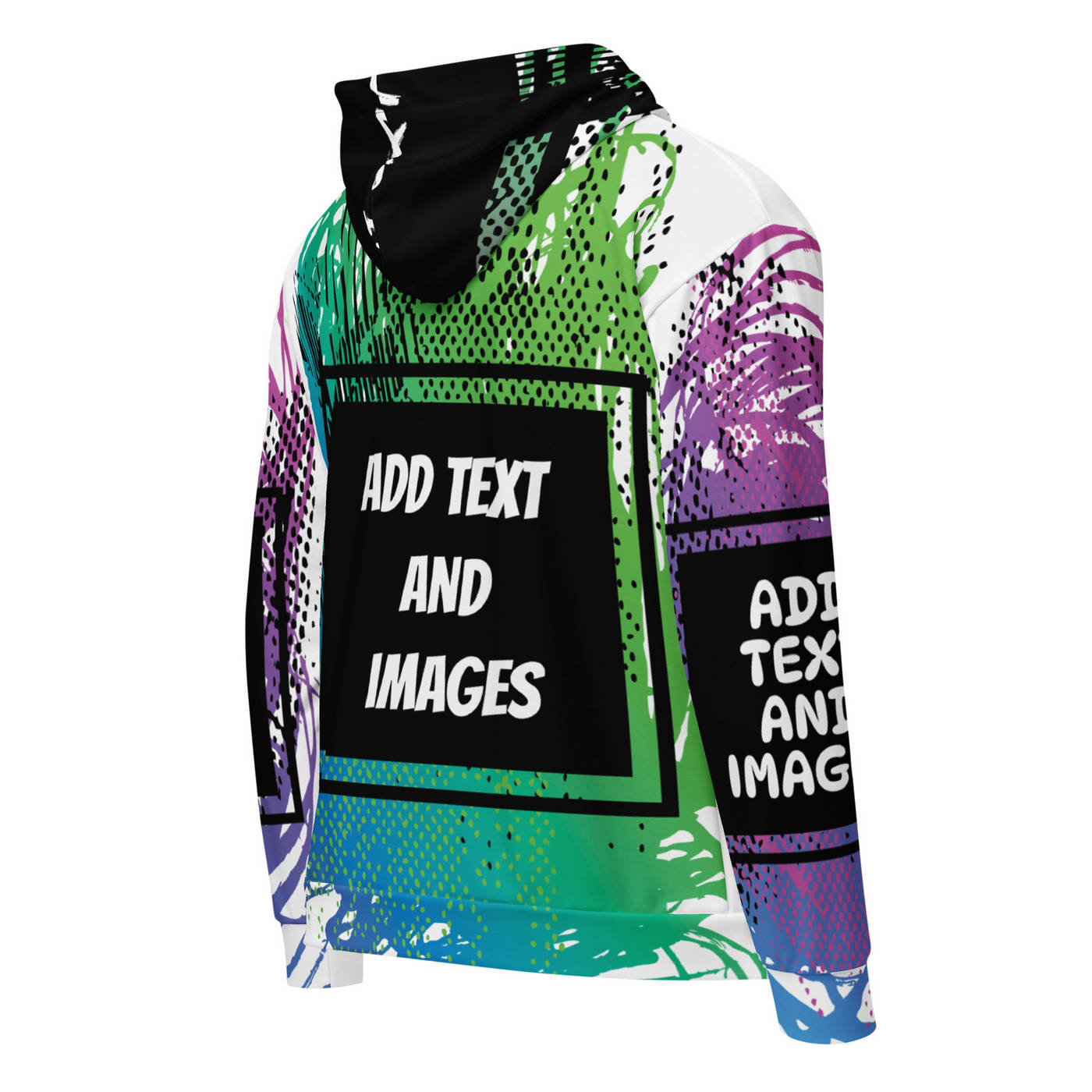 Unisex Zip-up Hoodie (All-Over Print) (Black Stitch) - Design Your Own