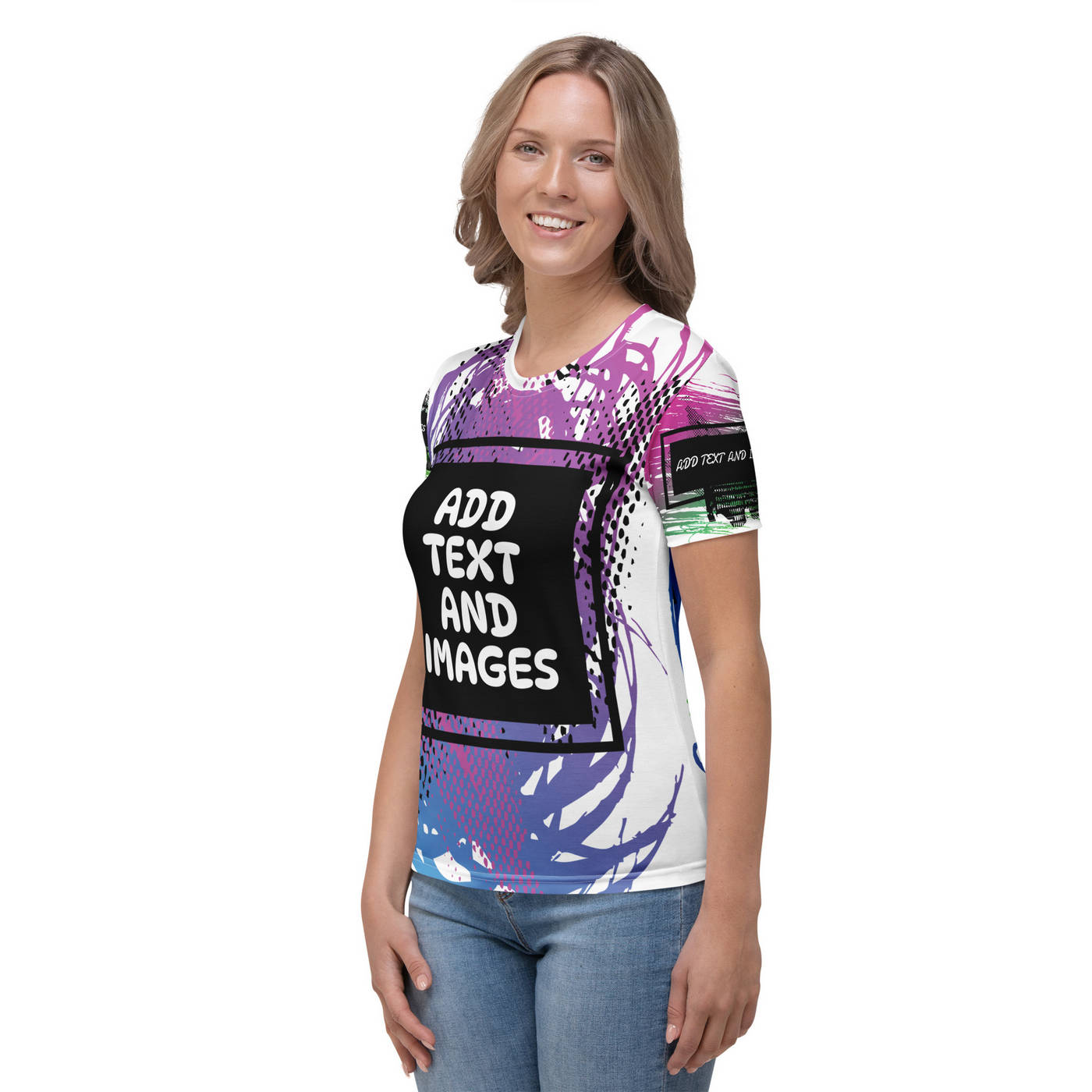 Women's Everyday Crew Neck T-Shirt (All-Over Print) (White Stitch) - Design Your Own