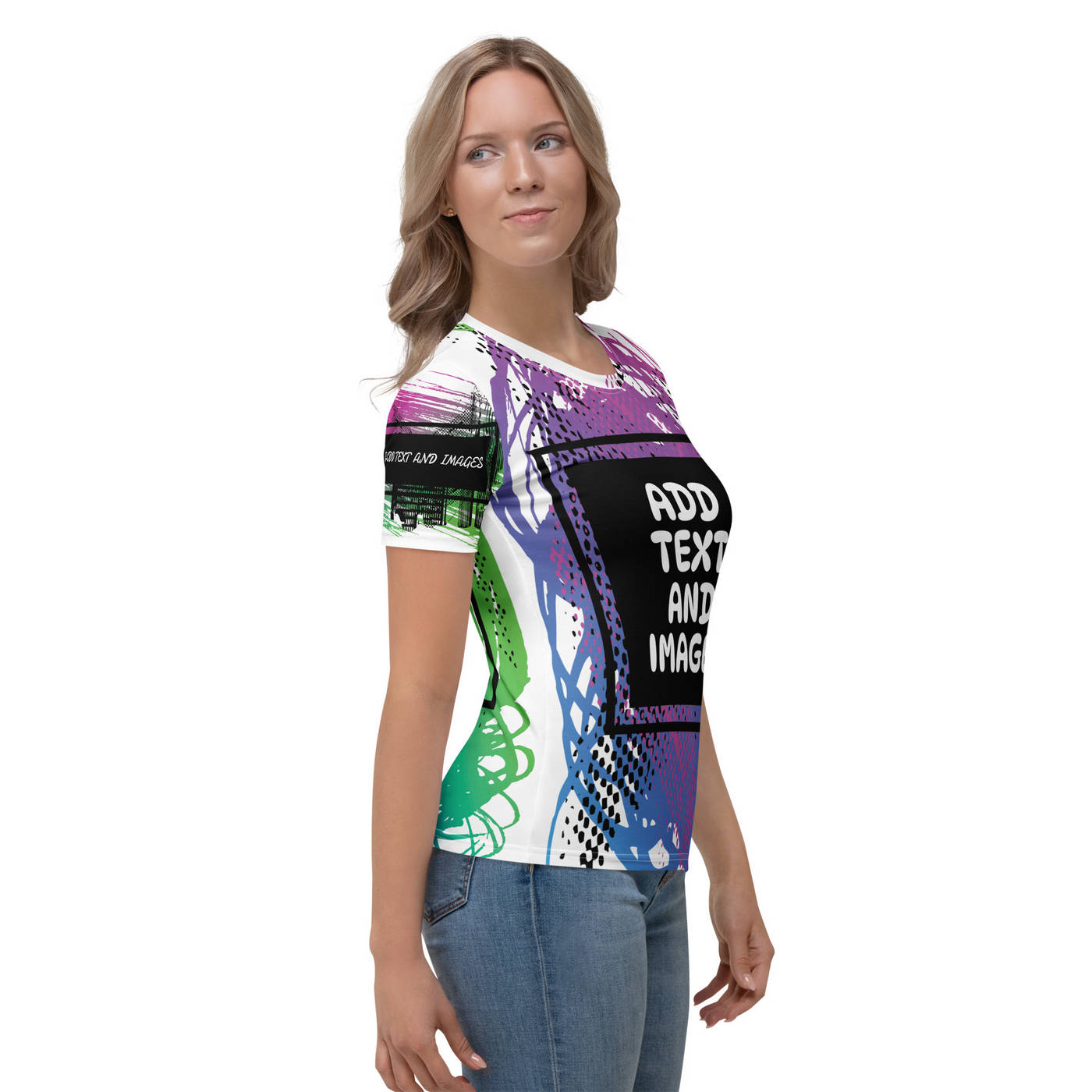 Women's Everyday Crew Neck T-Shirt (All-Over Print) (White Stitch) - Design Your Own