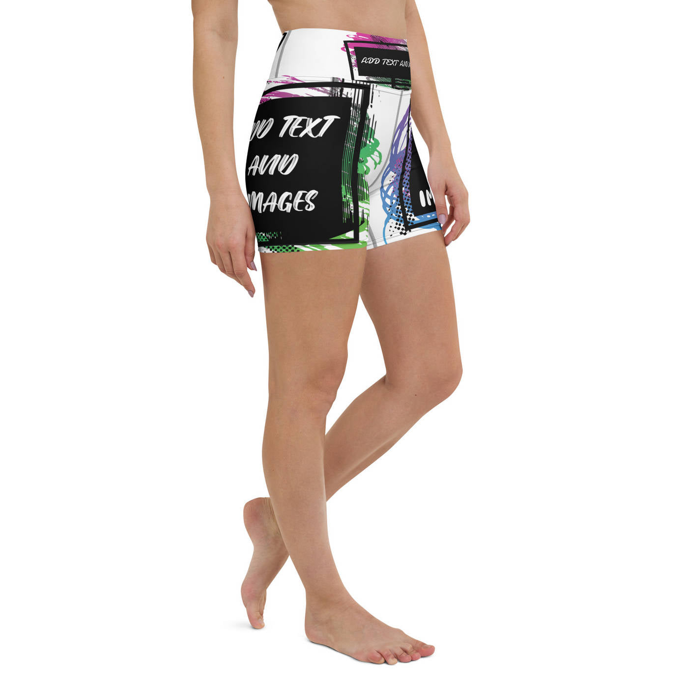 Women's Everyday Yoga Shorts (All-Over Print) (Black Stitch) - Design Your Own