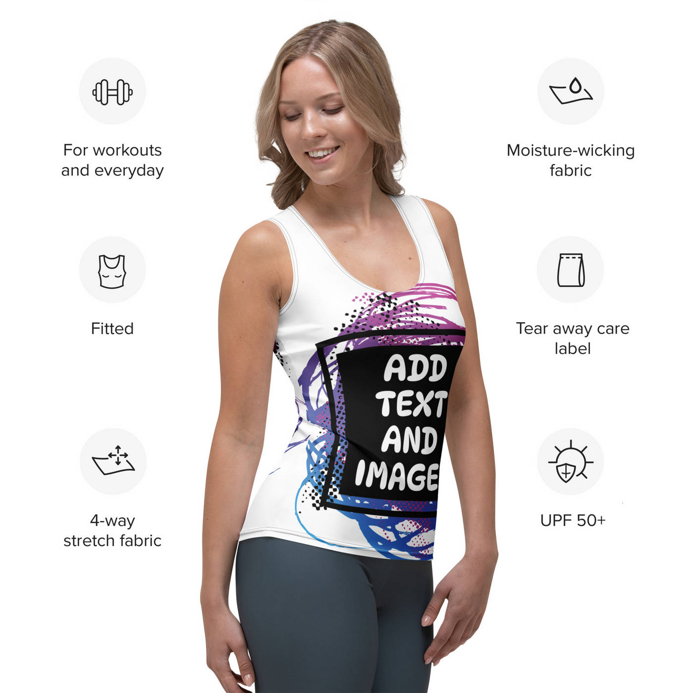 Women's Lightweight Tank Top (All-Over Print) (Black Stitch) - Design Your Own