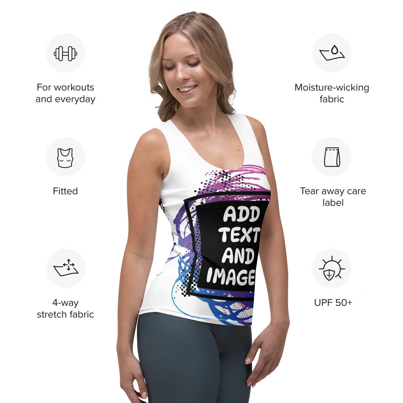 Women's Lightweight Tank Top (All-Over Print) (White Stitch) - Design Your Own