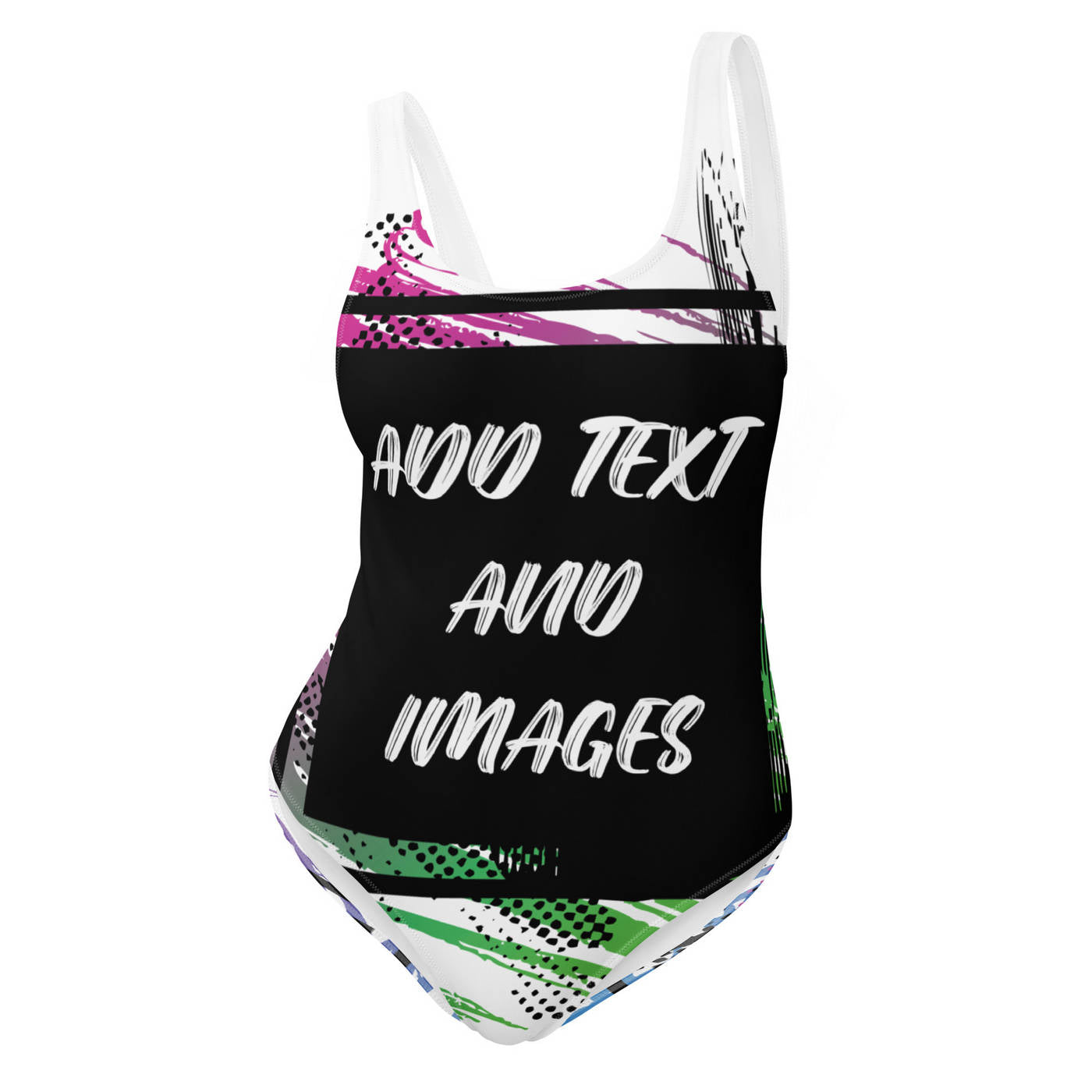 Women's One-Piece Swimsuit (All-Over Print) (White Stitch) - Design Your Own