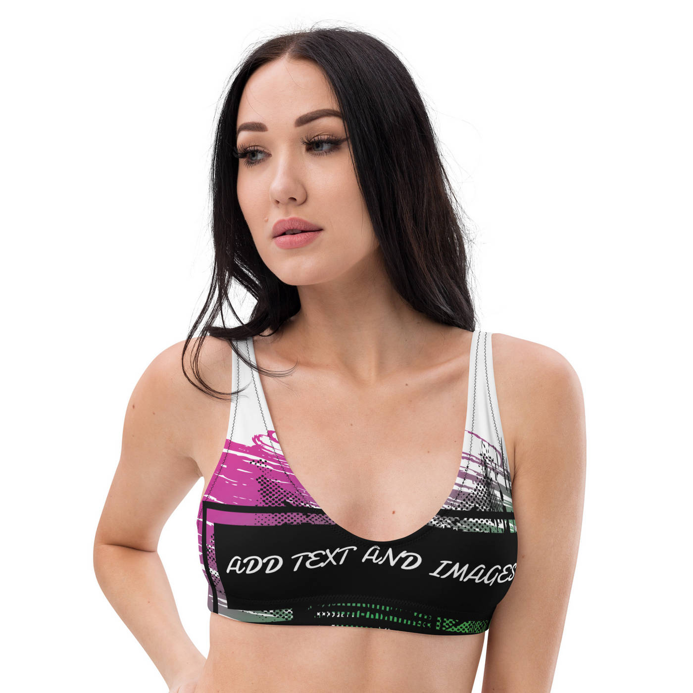 Women's Padded Bikini Top (All-Over Print) (Black Stitch) - Design Your Own