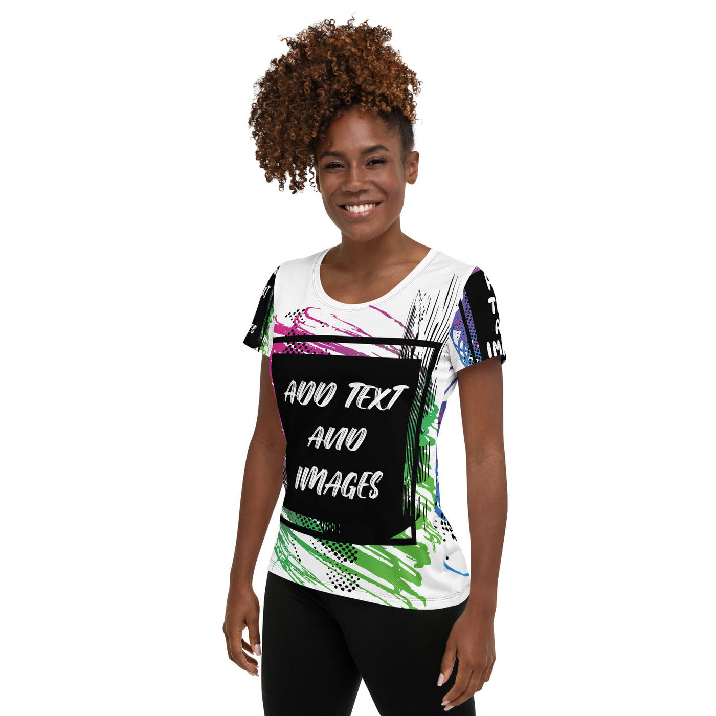 Women's Performance T-Shirt (All-Over Print) (Black Stitch) - Design Your Own