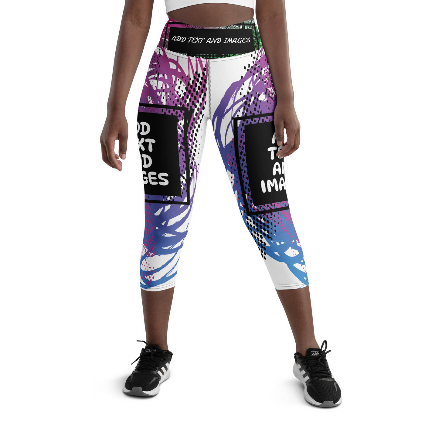 Women's Yoga Capri Leggings (All-Over Print) (Black Stitch) - Design Your Own