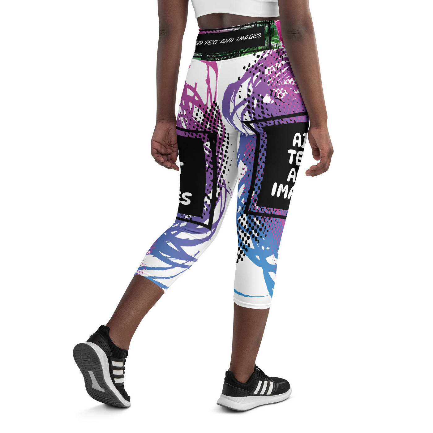 Women's Yoga Capri Leggings (All-Over Print) (White Stitch) - Design Your Own