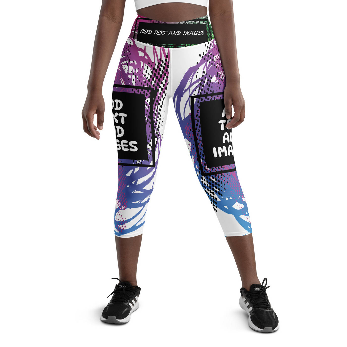 Women's Yoga Capri Leggings (All-Over Print) (White Stitch) - Design Your Own