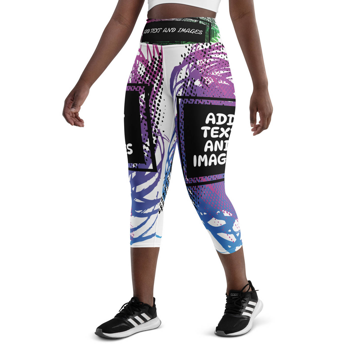 Women's Yoga Capri Leggings (All-Over Print) (White Stitch) - Design Your Own