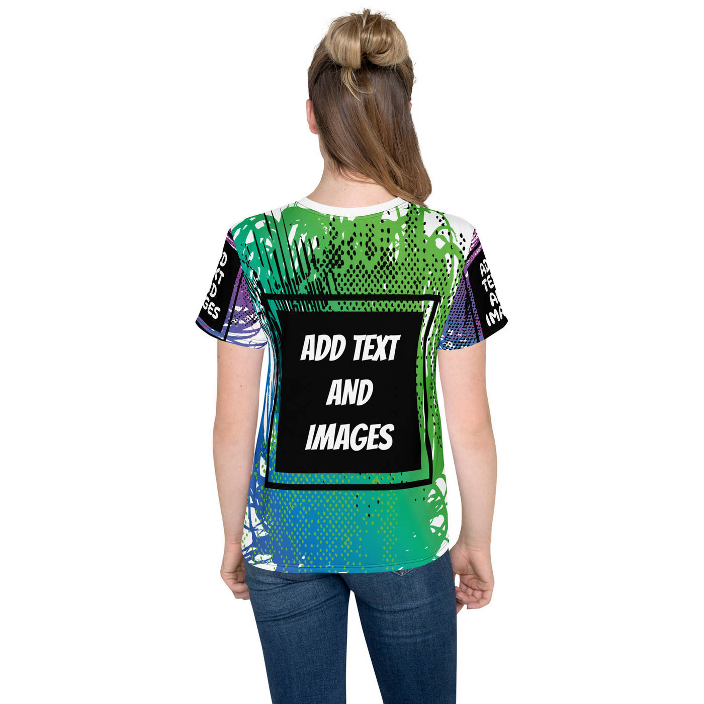 Youth Everyday Crew Neck T-Shirt (All-Over Print) (Black Stitch) - Design Your Own