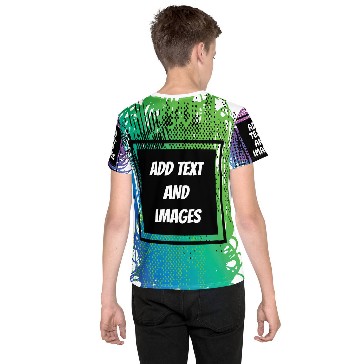 Youth Everyday Crew Neck T-Shirt (All-Over Print) (White Stitch) - Design Your Own