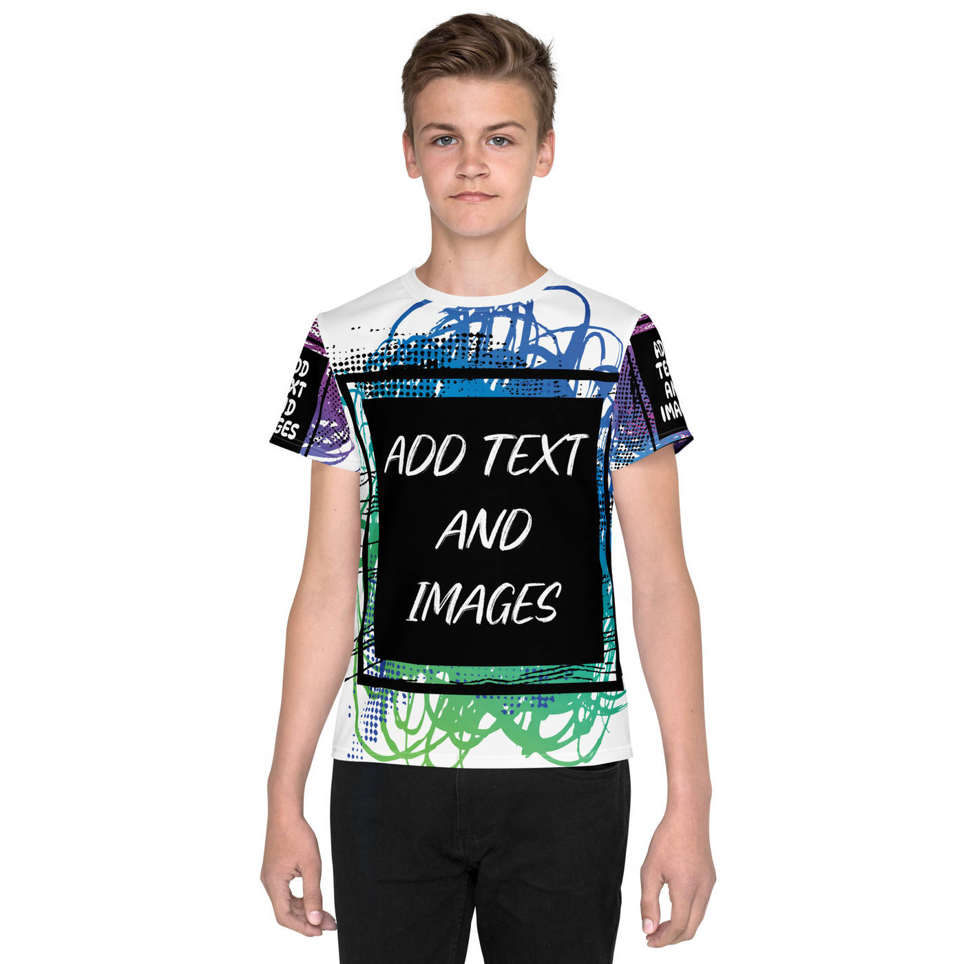 Youth Everyday Crew Neck T-Shirt (All-Over Print) (White Stitch) - Design Your Own