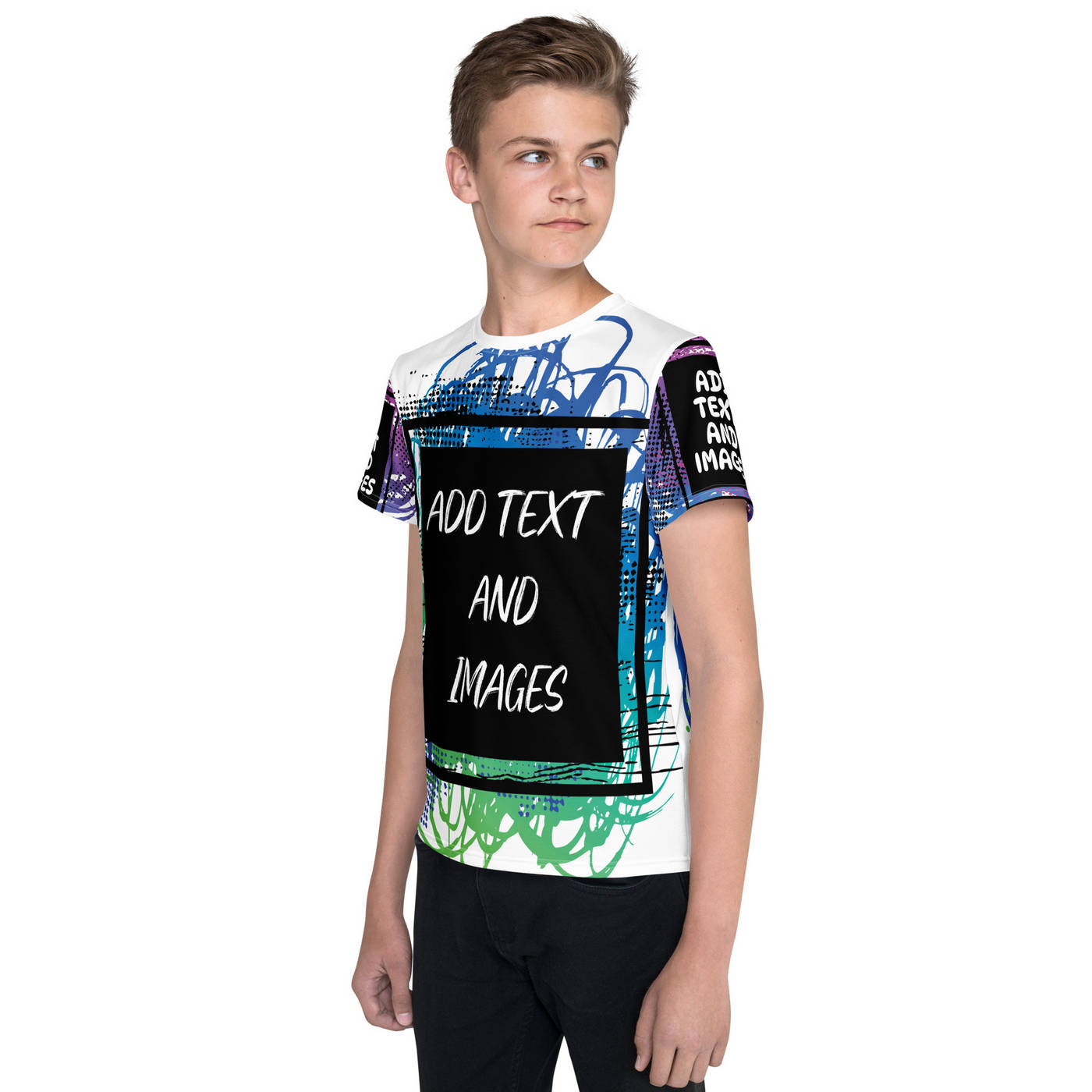 Youth Everyday Crew Neck T-Shirt (All-Over Print) (White Stitch) - Design Your Own