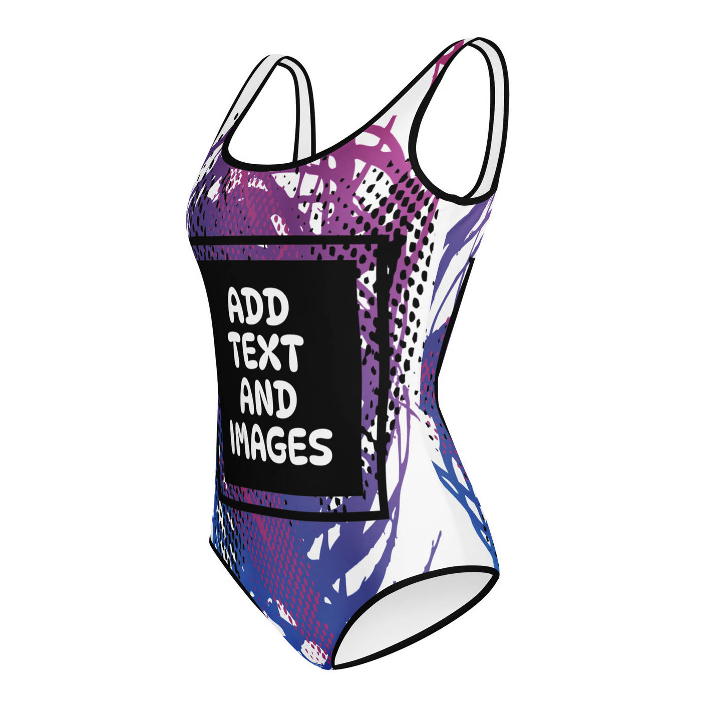 Youth Girl's One-Piece Swimsuit (All-Over Print) (Black Stitch) - Design Your Own