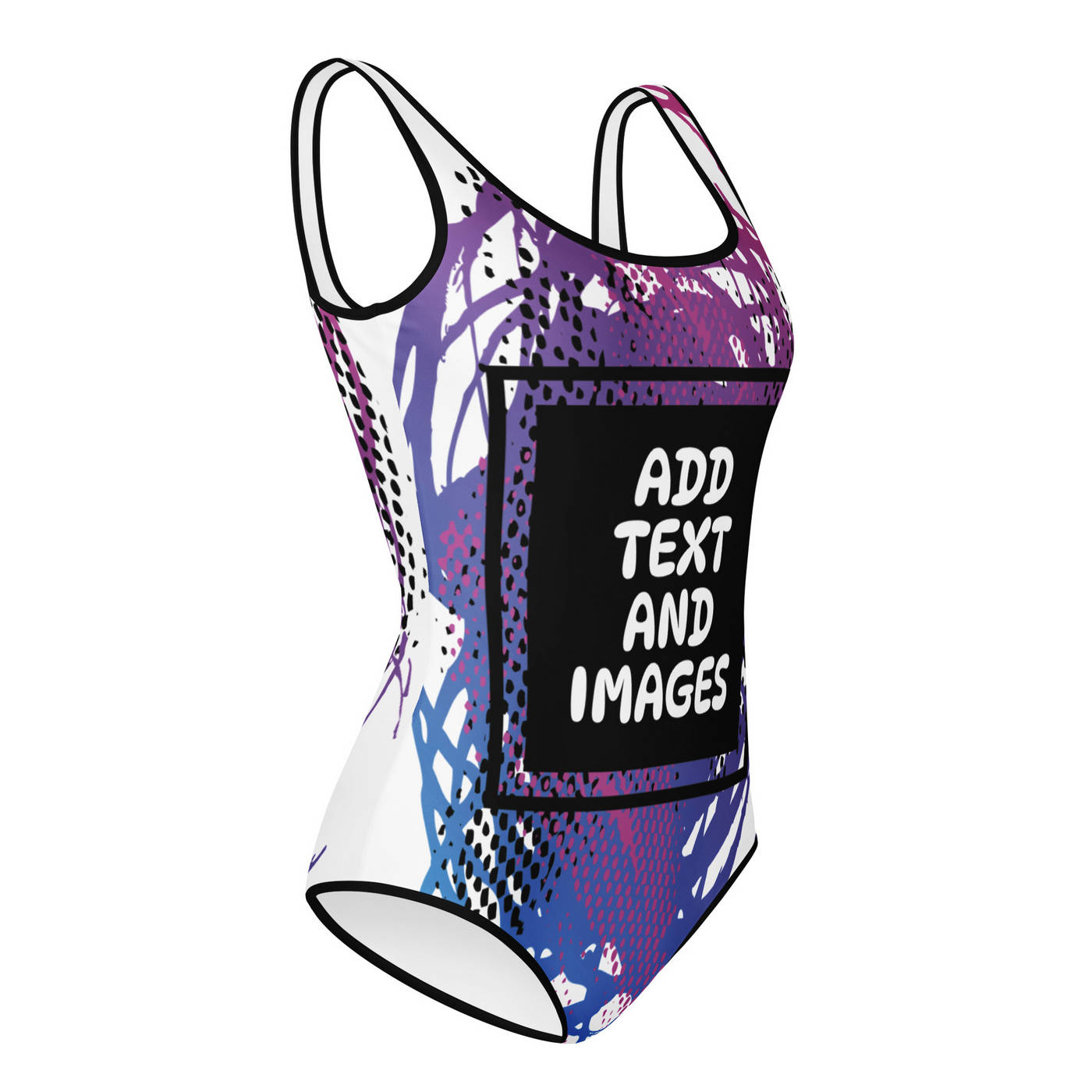 Youth Girl's One-Piece Swimsuit (All-Over Print) (Black Stitch) - Design Your Own