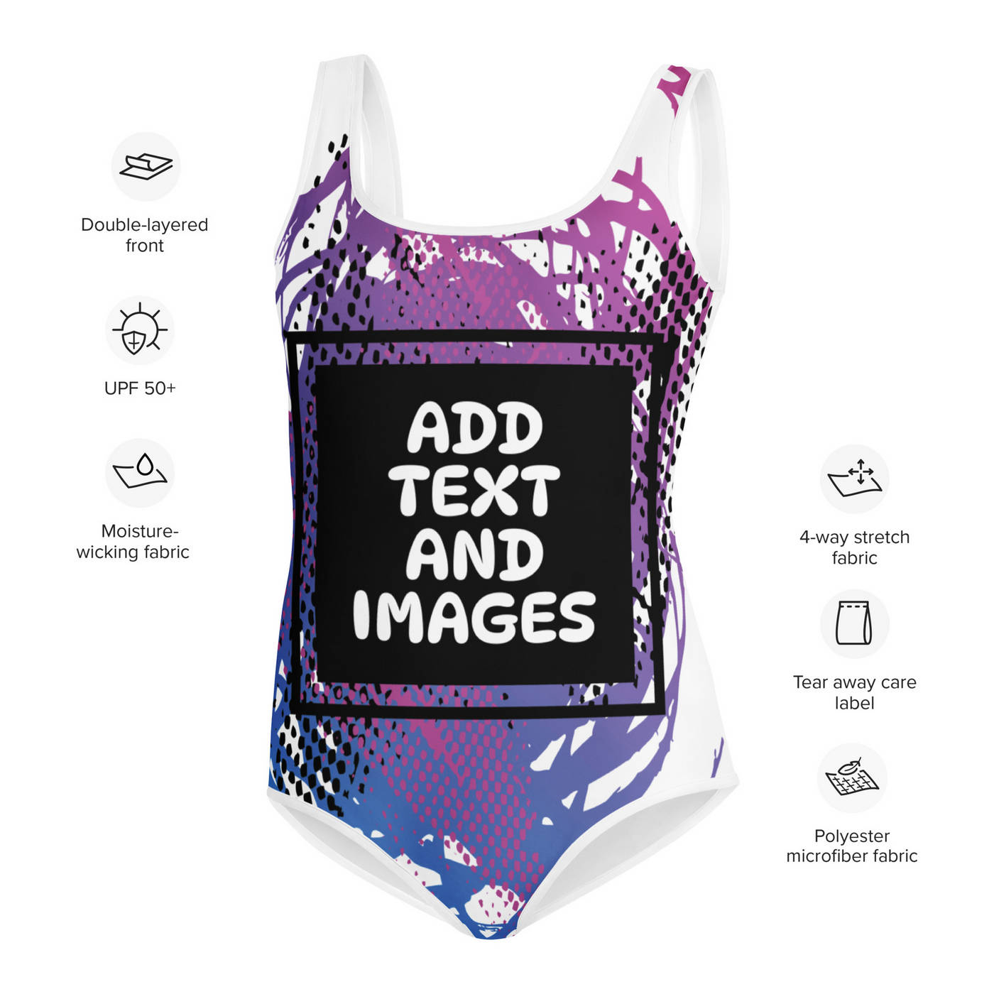 Youth Girl's One-Piece Swimsuit (All-Over Print) (White Stitch) - Design Your Own