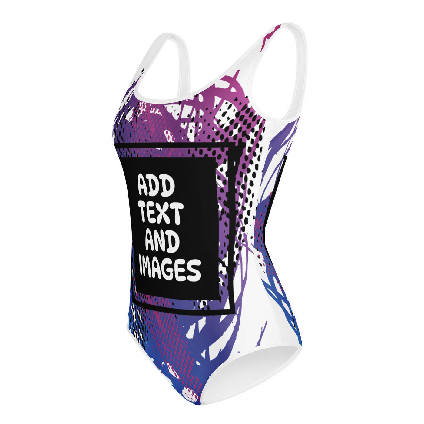 Youth Girl's One-Piece Swimsuit (All-Over Print) (White Stitch) - Design Your Own
