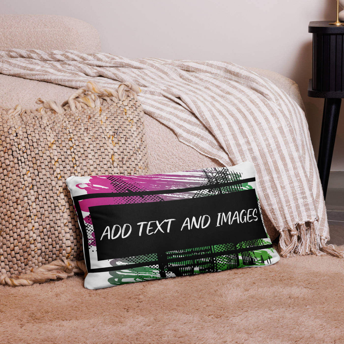 Classic Throw Pillowcase (All-Over Print) (Black Stitch/Zipper) - Design Your Own