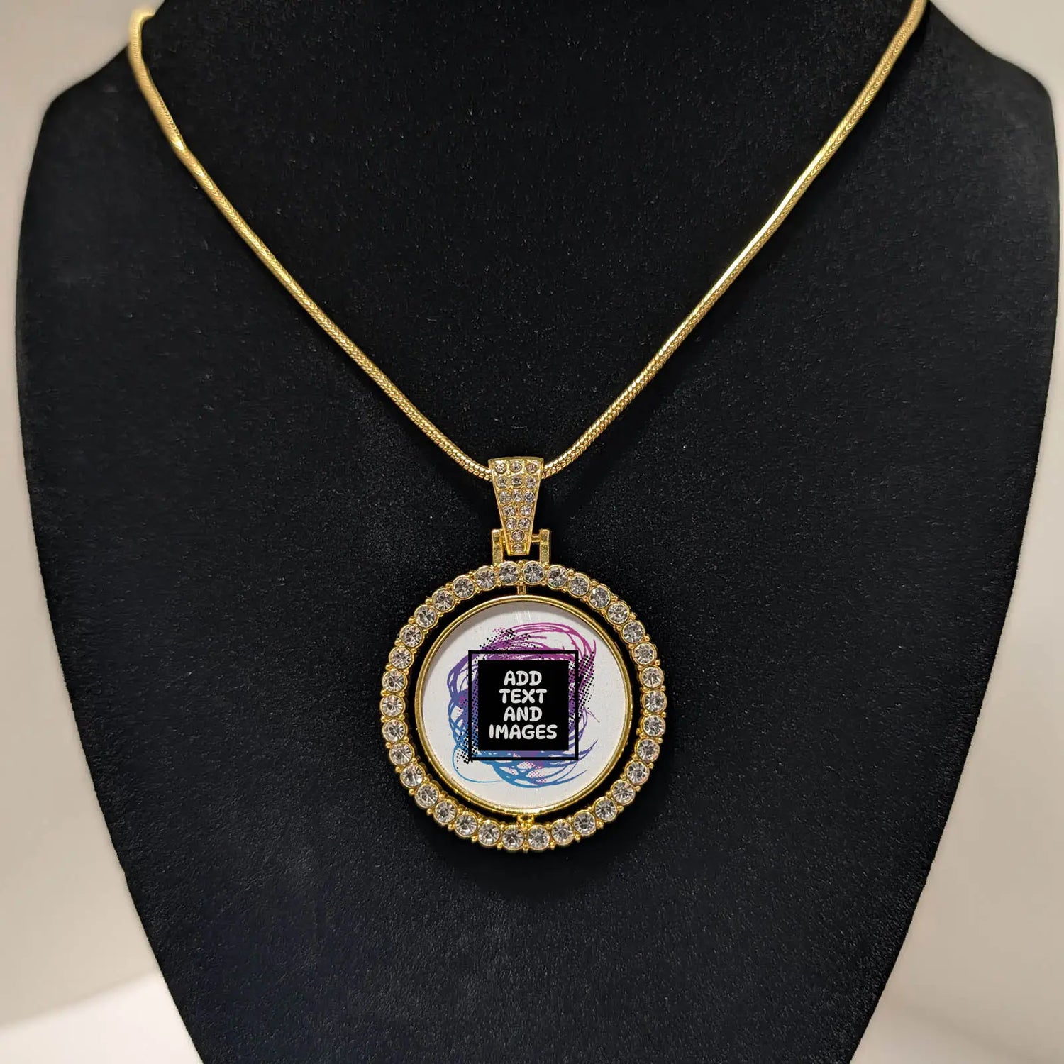 Rhinestone Pendant - Double-Sided Circle - Design Your Own