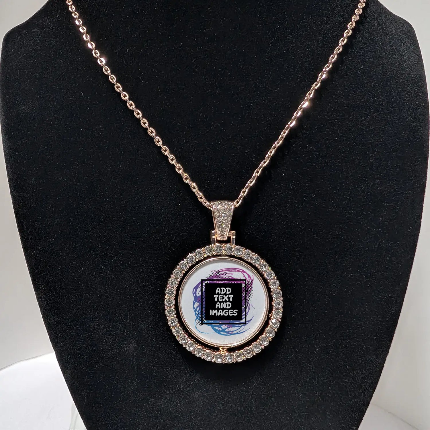 Rhinestone Pendant - Double-Sided Circle - Design Your Own