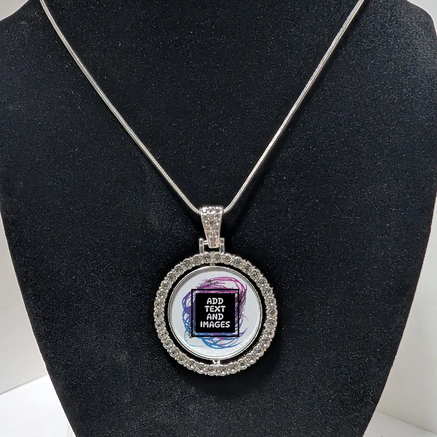 Rhinestone Pendant - Double-Sided Circle - Design Your Own