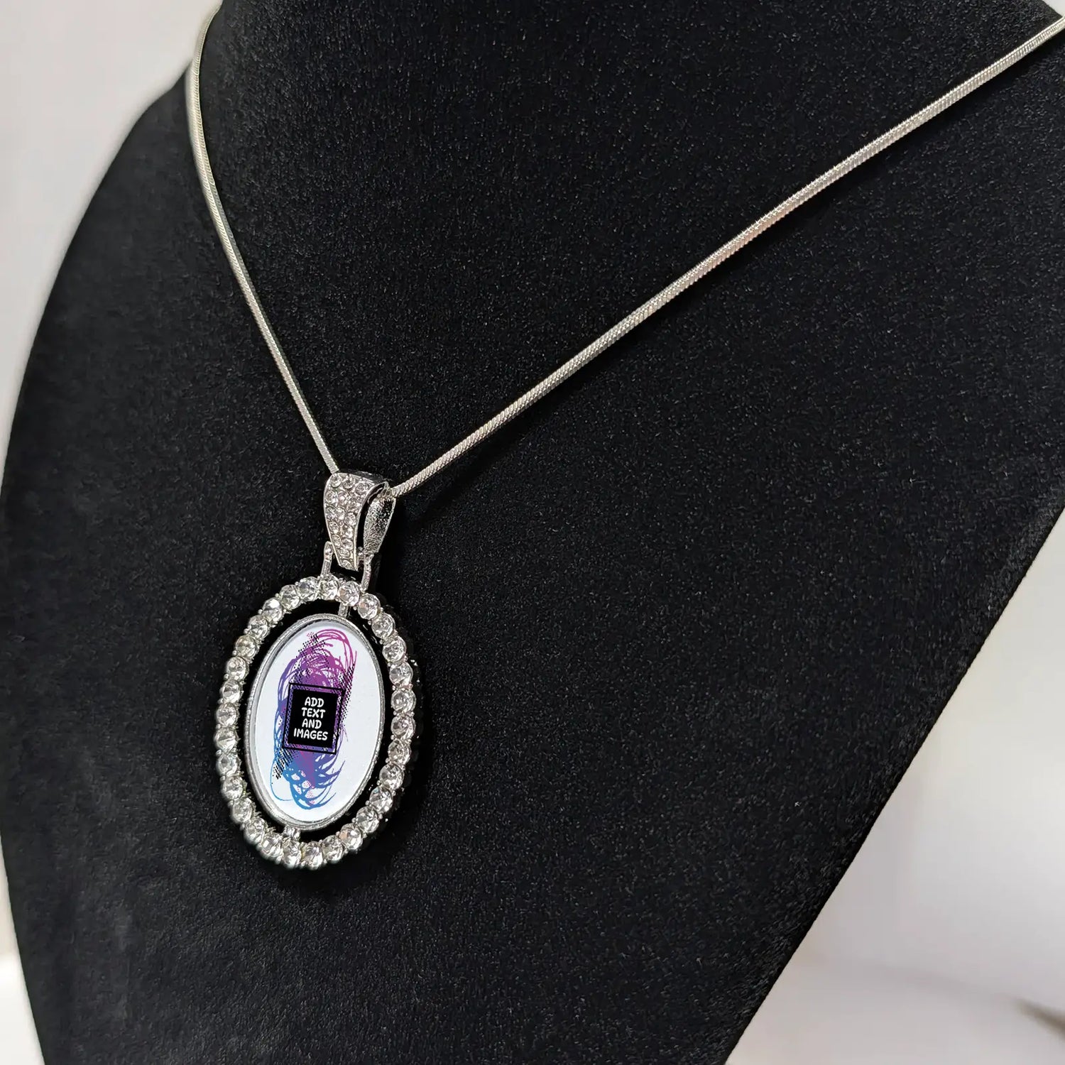 Rhinestone Pendant - Double-Sided Oval - Design Your Own